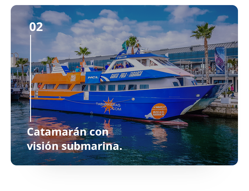 barco catamarán Tabarkeras desde puerto de Santa Pola Barcos a Tabarca
